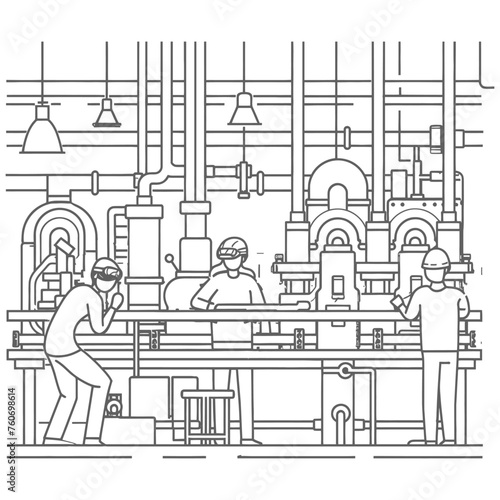 Outline illustration Celebration of International Workers Day or Labor Day Work happily and safely