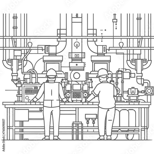 Outline illustration Celebration of International Workers Day or Labor Day Work happily and safely