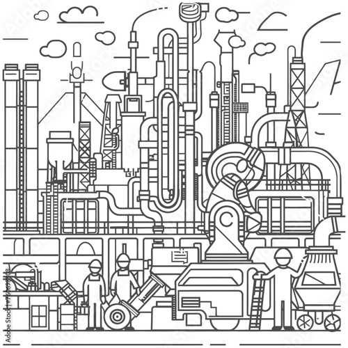Outline illustration Celebration of International Workers Day or Labor Day Work happily and safely