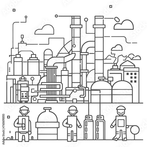 Outline illustration Celebration of International Workers Day or Labor Day Work happily and safely