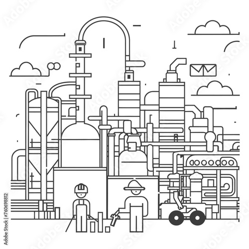 Outline illustration Celebration of International Workers Day or Labor Day Work happily and safely
