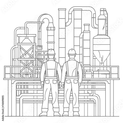 Outline illustration Celebration of International Workers Day or Labor Day Work happily and safely