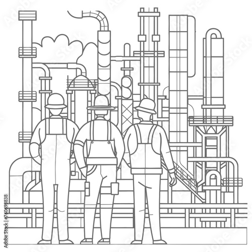 Outline illustration Celebration of International Workers Day or Labor Day Work happily and safely