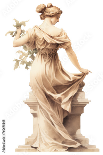 Statue of a Grecian lady with a complex updo