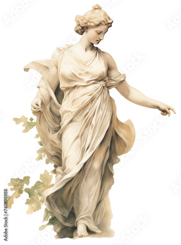 Classical statue of a woman with leaves