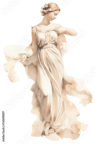 Elegant statue of woman in flowing gown