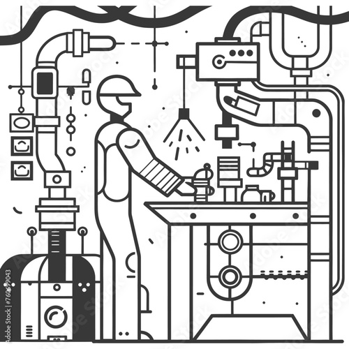 Outline illustration Celebration of International Workers Day or Labor Day Work happily and safely