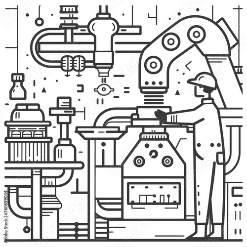 Outline illustration Celebration of International Workers Day or Labor Day Work happily and safely