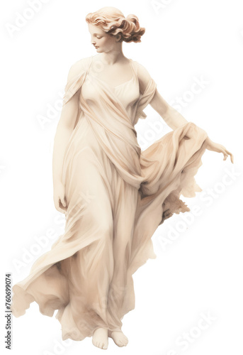 Statue with flowing robes and raised arm