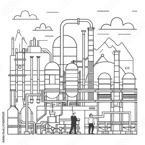 Outline illustration Celebration of International Workers Day or Labor Day Work happily and safely