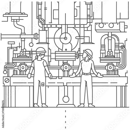 Outline illustration Celebration of International Workers Day or Labor Day Work happily and safely