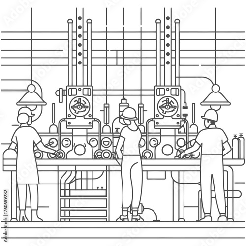 Outline illustration Celebration of International Workers Day or Labor Day Work happily and safely