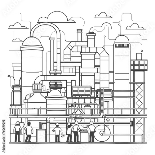 Outline illustration Celebration of International Workers Day or Labor Day Work happily and safely