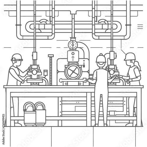 Outline illustration Celebration of International Workers Day or Labor Day Work happily and safely