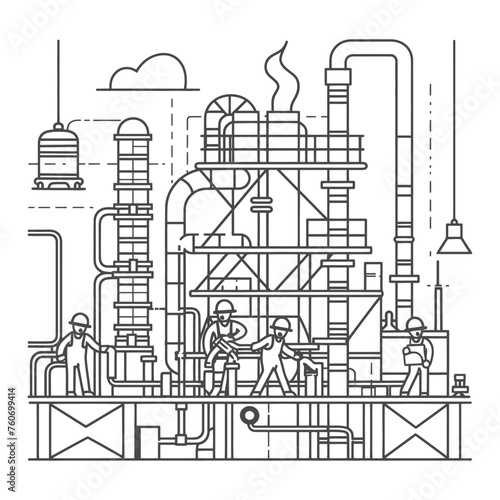 Outline illustration Celebration of International Workers Day or Labor Day Work happily and safely