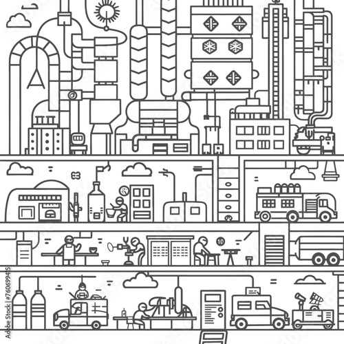 Outline illustration Celebration of International Workers Day or Labor Day Work happily and safely