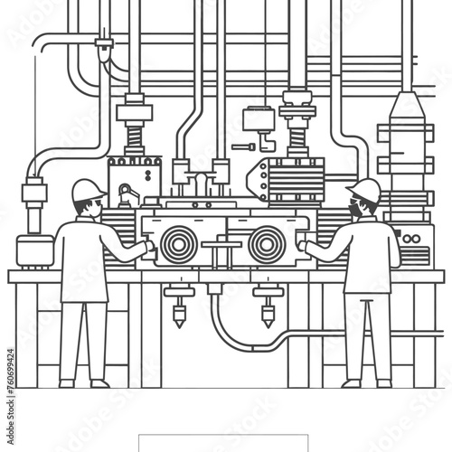 Outline illustration Celebration of International Workers Day or Labor Day Work happily and safely