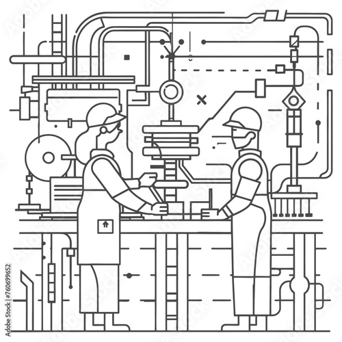 Outline illustration Celebration of International Workers Day or Labor Day Work happily and safely