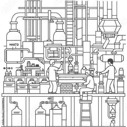 Outline illustration Celebration of International Workers Day or Labor Day Work happily and safely