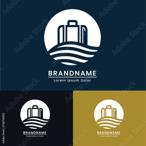 Luxury Travel logo design with Luggage dan circle solid modern style