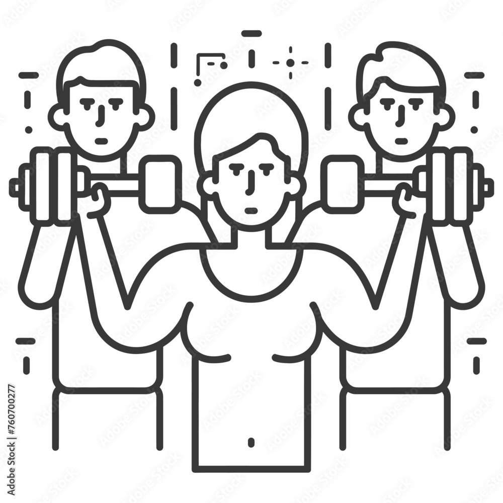 Outline illustration Celebration World Health Day exercise or workout the fitness system at the gym Outline illustration Celebration World Health Day exercise or workout the fitness system at the gym