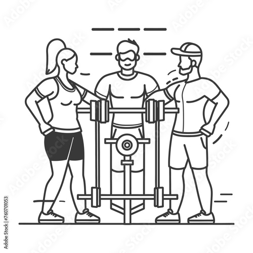 Outline illustration Celebration World Health Day exercise or workout the fitness system at the gym