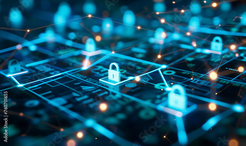Digital photo Visualization of a secure network infrastructure with VPN, SSL, and TLS encryption enhancing trust and confidence in digital transactions. Cyber security