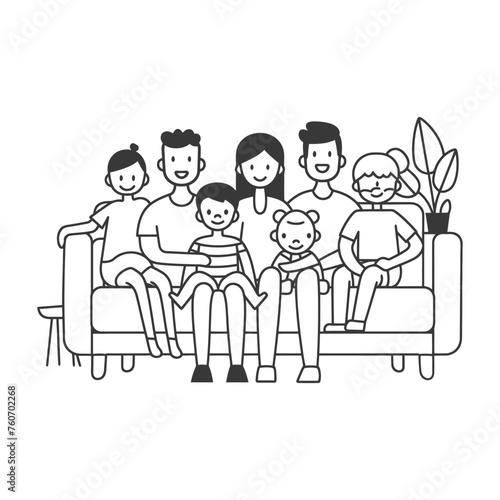 Outline illustration Celebration International Family Day family members in a positive vibes