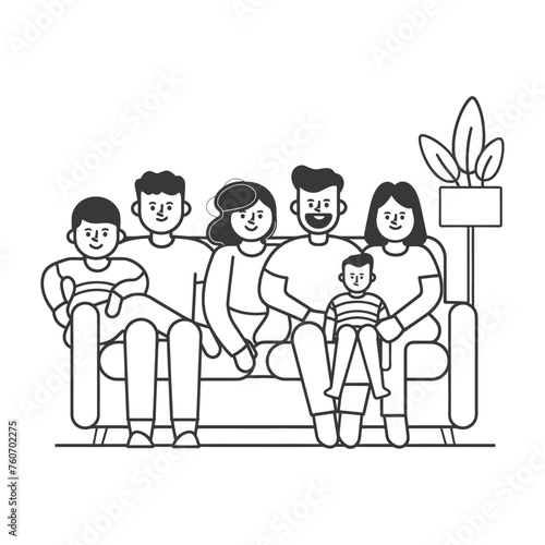 Outline illustration Celebration International Family Day family members in a positive vibes
