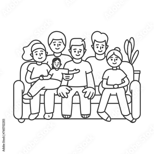 Outline illustration Celebration International Family Day family members in a positive vibes