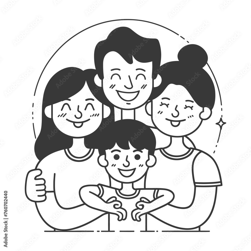 Outline illustration Celebration International Family Day family members in a positive vibes Outline illustration Celebration International Family Day family members in a positive vibes