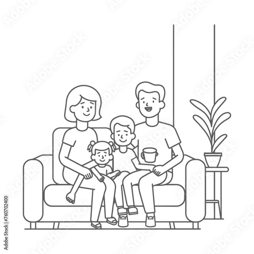 Outline illustration Celebration International Family Day family members in a positive vibes