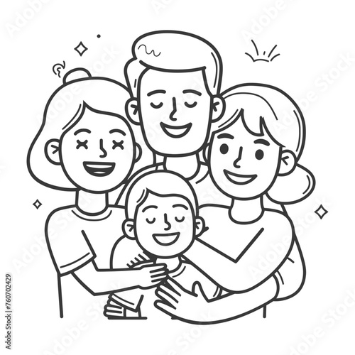 Outline illustration Celebration International Family Day family members in a positive vibes