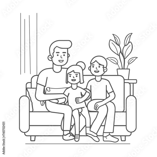 Outline illustration Celebration International Family Day family members in a positive vibes