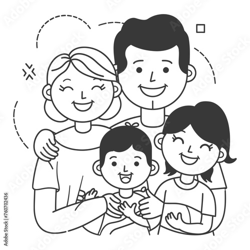 Outline illustration Celebration International Family Day family members in a positive vibes
