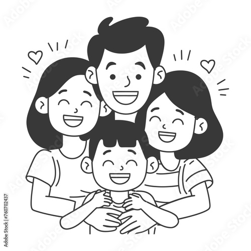 Outline illustration Celebration International Family Day family members in a positive vibes