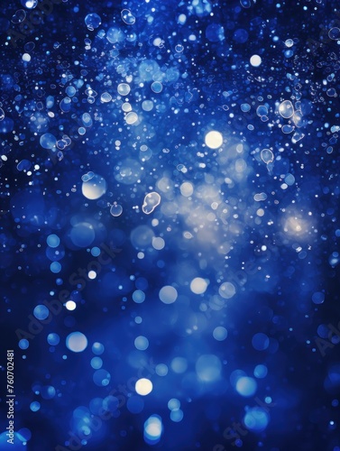 Indigo christmas background with background dots, in the style of cosmic landscape