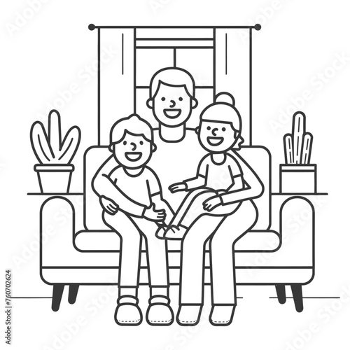 Outline illustration Celebration International Family Day family members in a positive vibes