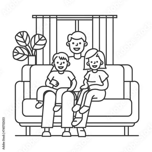 Outline illustration Celebration International Family Day family members in a positive vibes