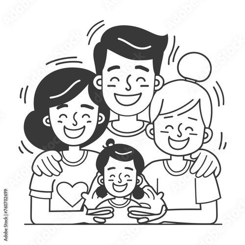Outline illustration Celebration International Family Day family members in a positive vibes
