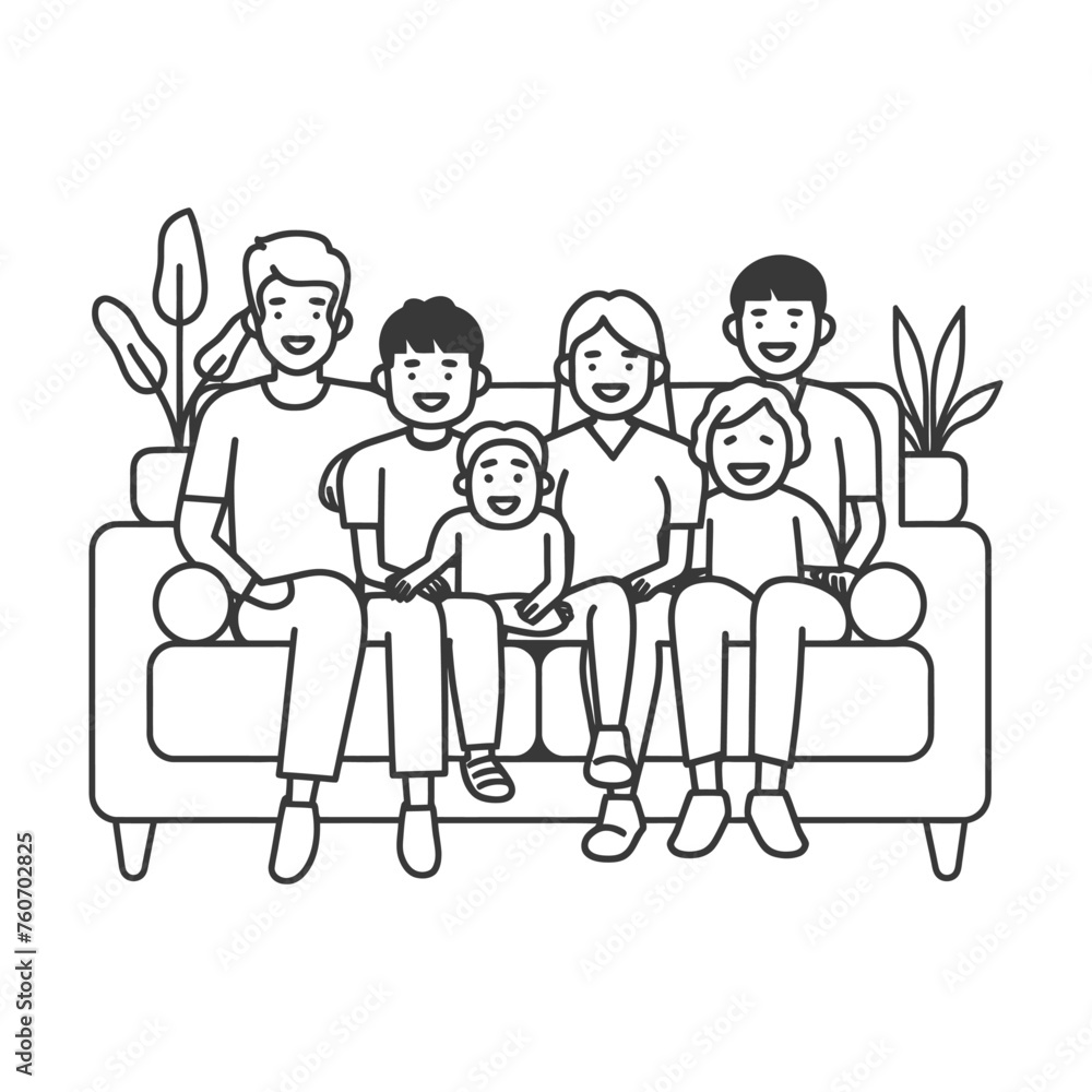 Outline illustration Celebration International Family Day family members in a positive vibes Outline illustration Celebration International Family Day family members in a positive vibes