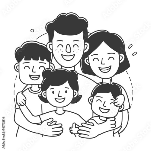 Outline illustration Celebration International Family Day family members in a positive vibes