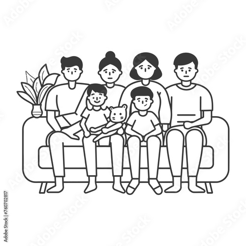 Outline illustration Celebration International Family Day family members in a positive vibes