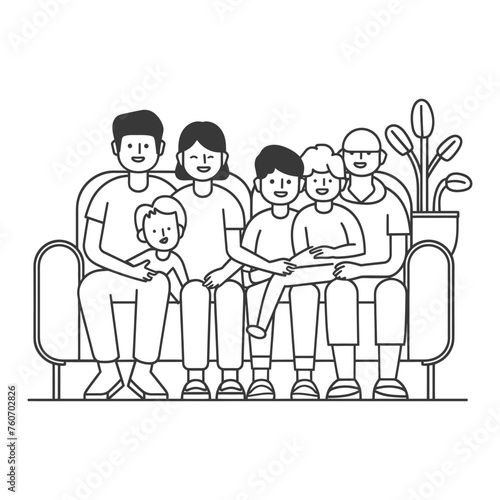 Outline illustration Celebration International Family Day family members in a positive vibes