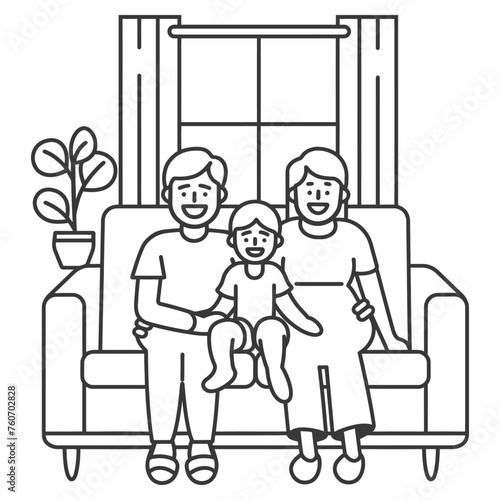 Outline illustration Celebration International Family Day family members in a positive vibes