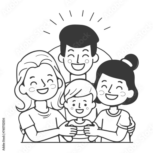 Outline illustration Celebration International Family Day family members in a positive vibes