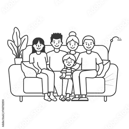 Outline illustration Celebration International Family Day family members in a positive vibes