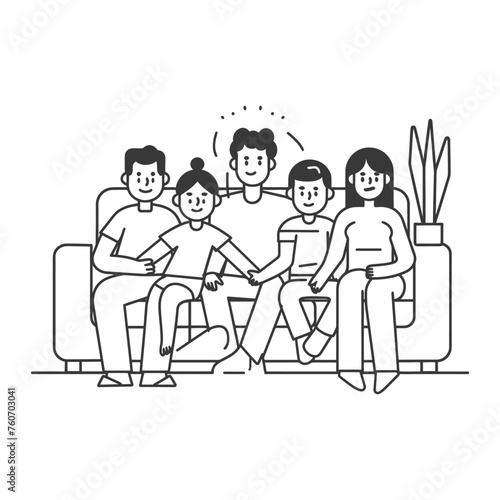 Outline illustration Celebration International Family Day family members in a positive vibes