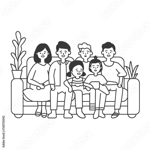 Outline illustration Celebration International Family Day family members in a positive vibes