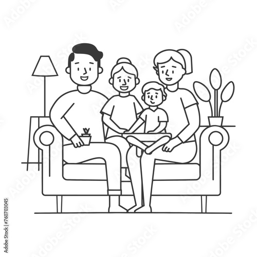Outline illustration Celebration International Family Day family members in a positive vibes